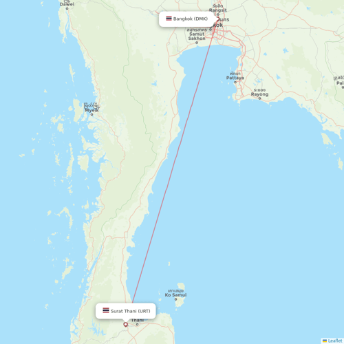 Thai AirAsia flights between Bangkok and Surat Thani