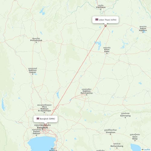 Thai AirAsia flights between Bangkok and Udon Thani