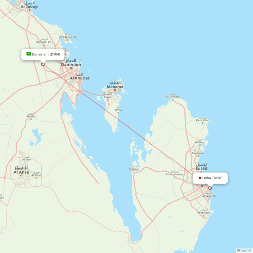 Qatar Airways flights between Dammam and Doha
