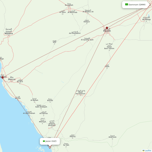 Flynas flights between Dammam and Jazan