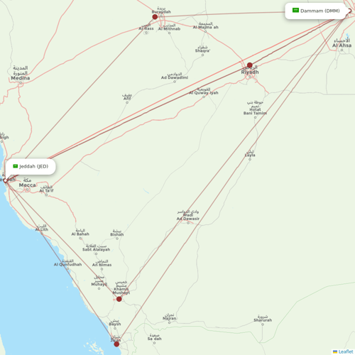 Saudia flights between Dammam and Jeddah