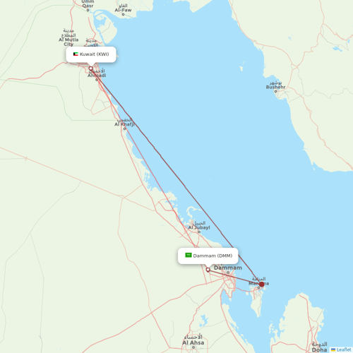 Jazeera Airways flights between Dammam and Kuwait