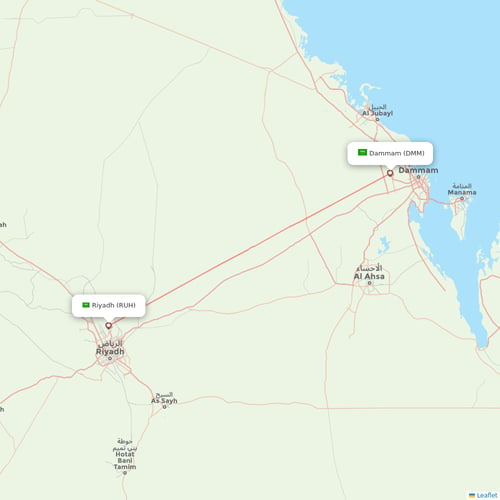 Flynas flights between Dammam and Riyadh