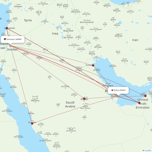 Qatar Airways flights between Doha and Amman