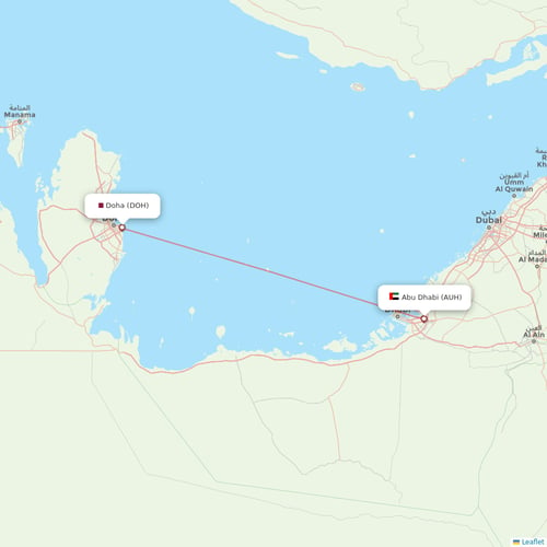 Qatar Airways flights between Doha and Abu Dhabi