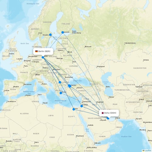 Qatar Airways flights between Doha and Berlin