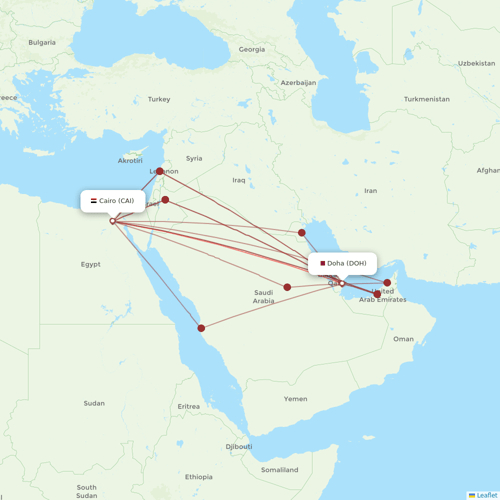 Qatar Airways flights between Doha and Cairo