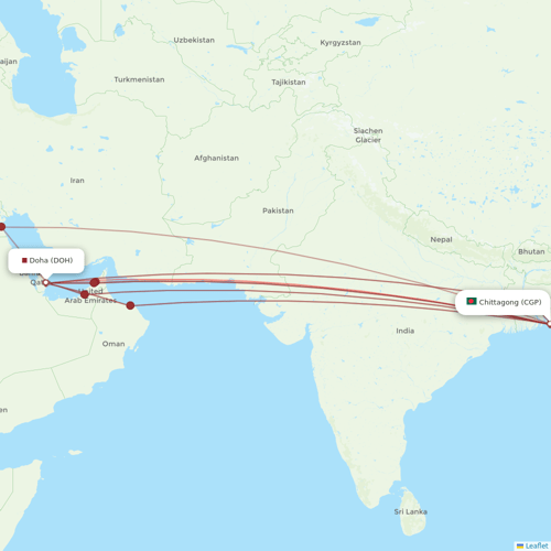 US-Bangla Airlines flights between Doha and Chittagong