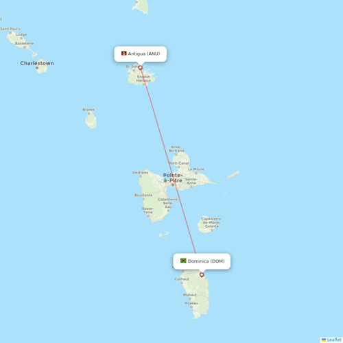 Winair flights between Dominica and Antigua