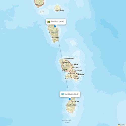 interCaribbean Airways flights between Dominica and Saint Lucia