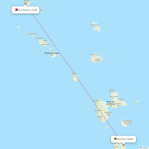 Winair flights between Dominica and Sint Maarten