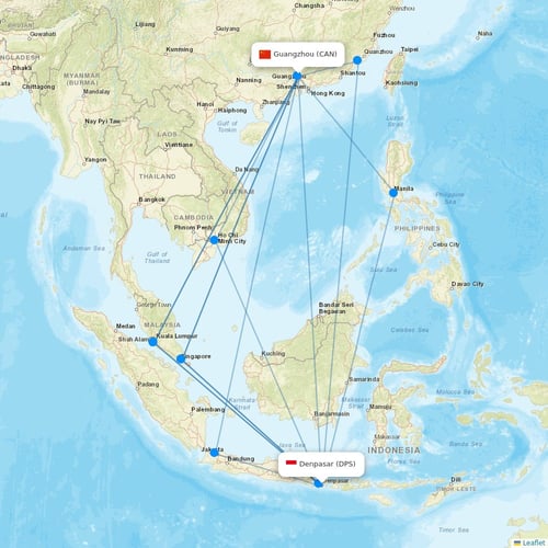 TransNusa flights between Denpasar and Guangzhou