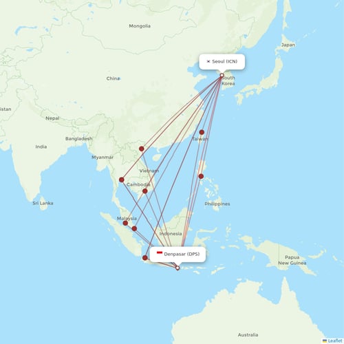 Korean Air flights between Denpasar and Seoul