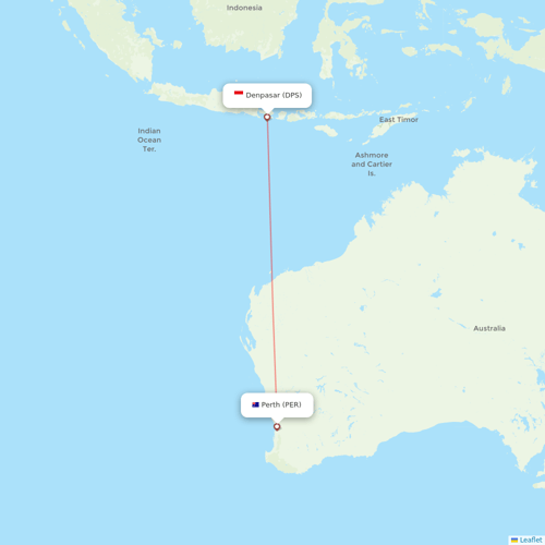 Jetstar flights between Denpasar and Perth