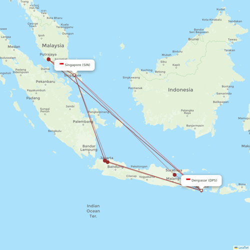 Singapore Airlines flights between Denpasar and Singapore