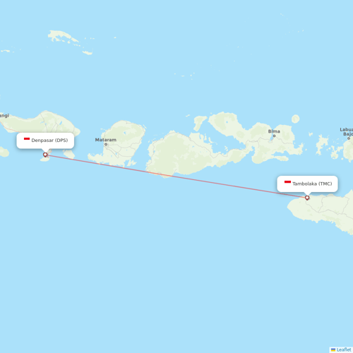 Wings Air flights between Denpasar and Tambolaka
