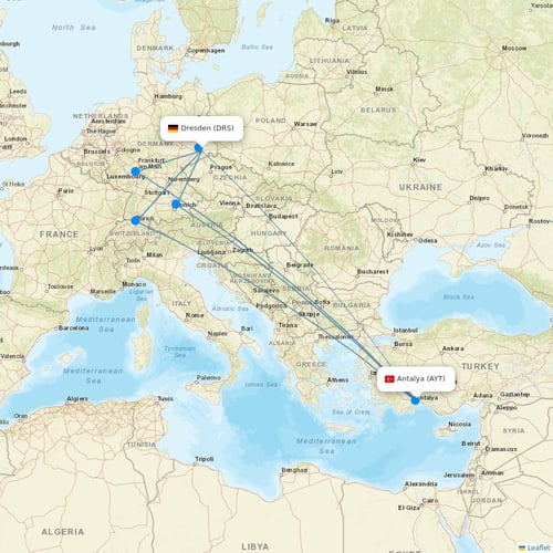 Corendon Airlines flights between Dresden and Antalya
