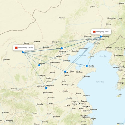 Jiangxi Airlines flights between Dongsheng and Shenyang