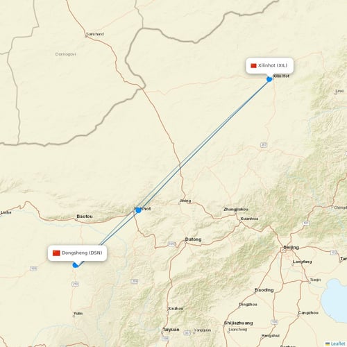 Genghis Khan Airlines flights between Dongsheng and Xilinhot