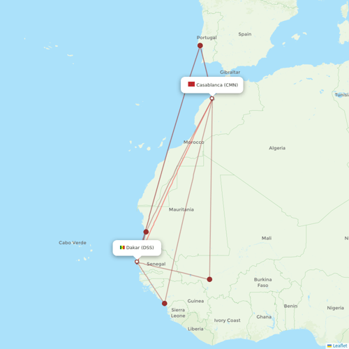 Royal Air Maroc flights between Dakar and Casablanca