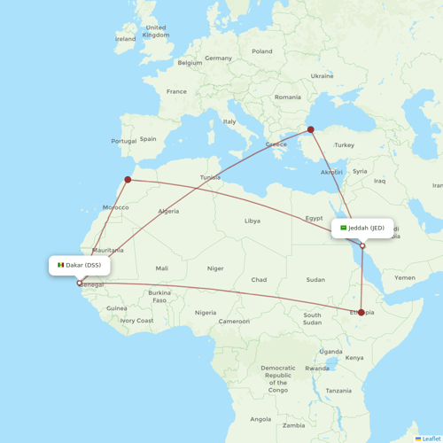 Air Senegal flights between Dakar and Jeddah