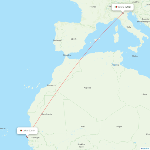 Neos flights between Dakar and Verona