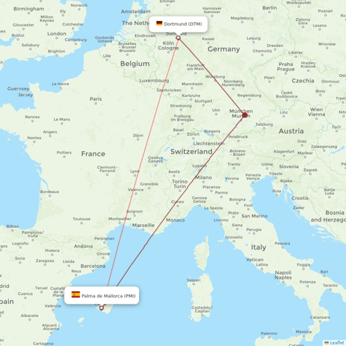 Eurowings flights between Dortmund and Palma de Mallorca