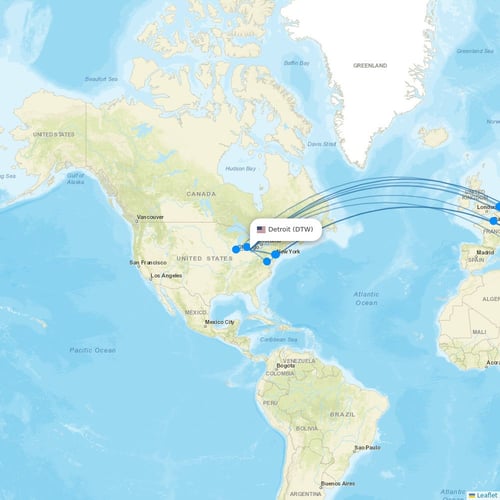 Royal Jordanian flights between Detroit and Amman