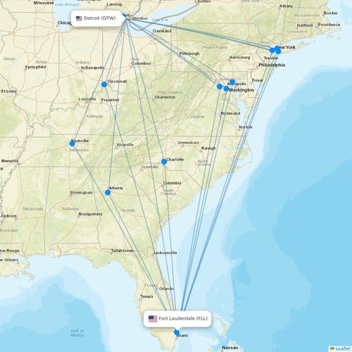 Spirit Airlines flights between Detroit and Fort Lauderdale