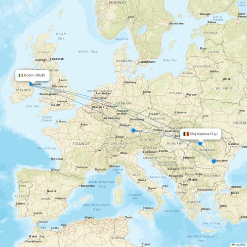 HiSky Europe flights between Dublin and Cluj-Napoca