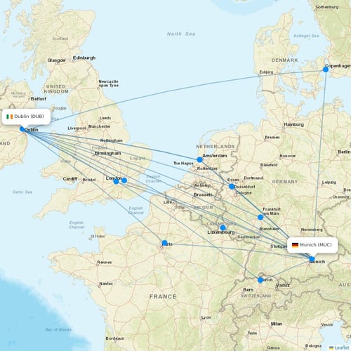 Med View Airlines flights between Dublin and Munich