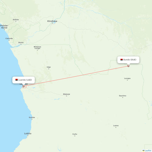 TAAG flights between Dundo and Luanda