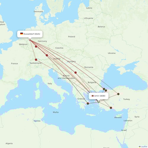 Corendon Airlines flights between Dusseldorf and Izmir