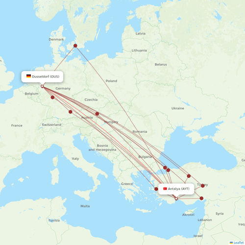 Corendon Airlines flights between Dusseldorf and Antalya