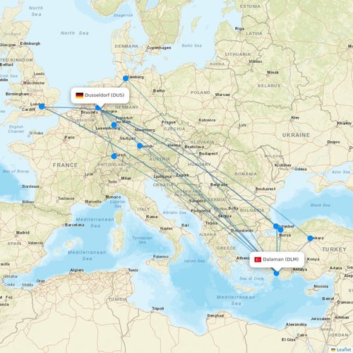 Freebird Airlines flights between Dusseldorf and Dalaman