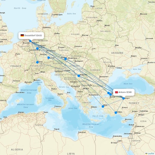 Corendon Airlines flights between Dusseldorf and Ankara