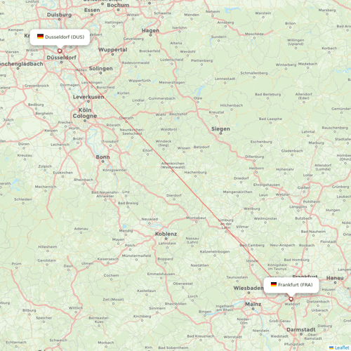 Lufthansa flights between Dusseldorf and Frankfurt