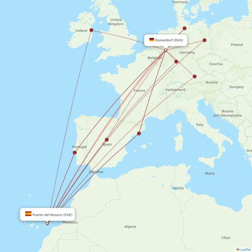 Corendon Airlines Europe flights between Dusseldorf and Puerto del Rosario