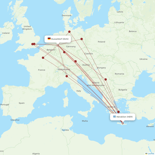 Condor flights between Dusseldorf and Heraklion