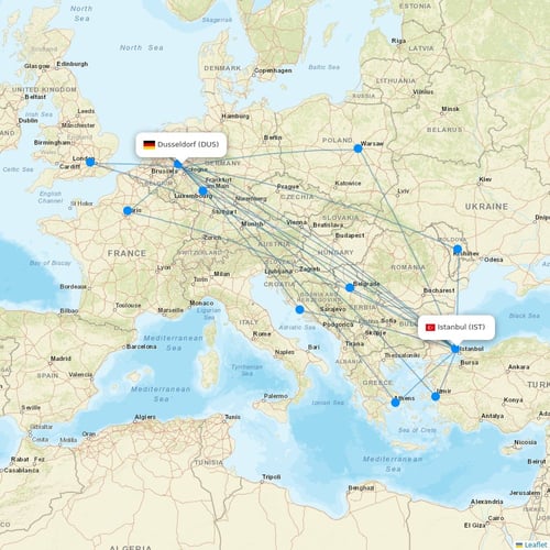 Turkish Airlines flights between Dusseldorf and Istanbul