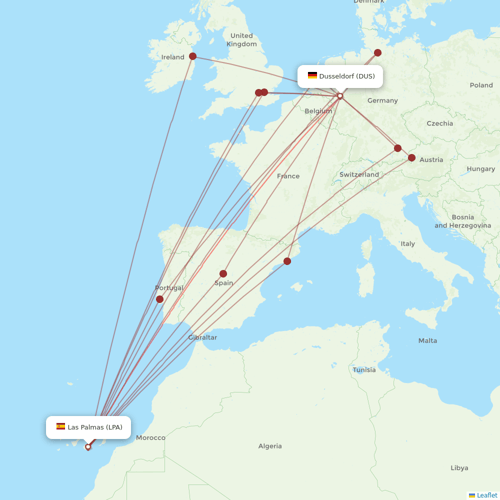 Corendon Airlines Europe flights between Dusseldorf and Las Palmas