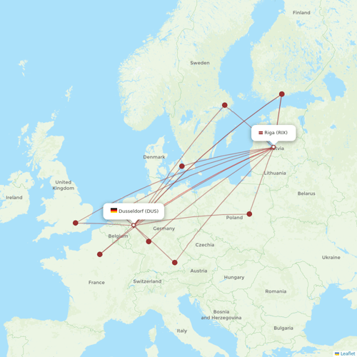 Air Baltic flights between Dusseldorf and Riga