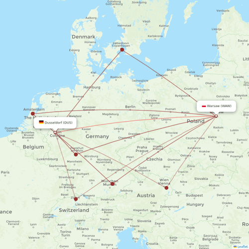 LOT - Polish Airlines flights between Dusseldorf and Warsaw