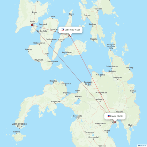 Cebu Pacific Air flights between Davao and Cebu City