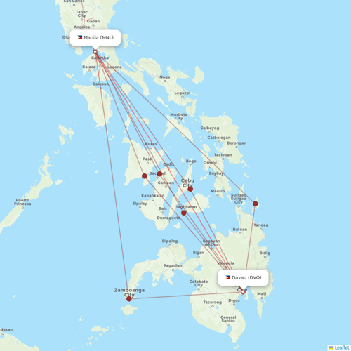 Cebu Pacific Air flights between Davao and Manila