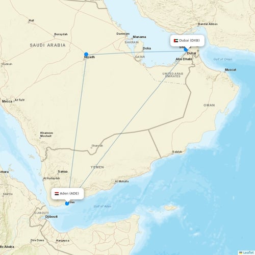 Yemenia flights between Dubai and Aden