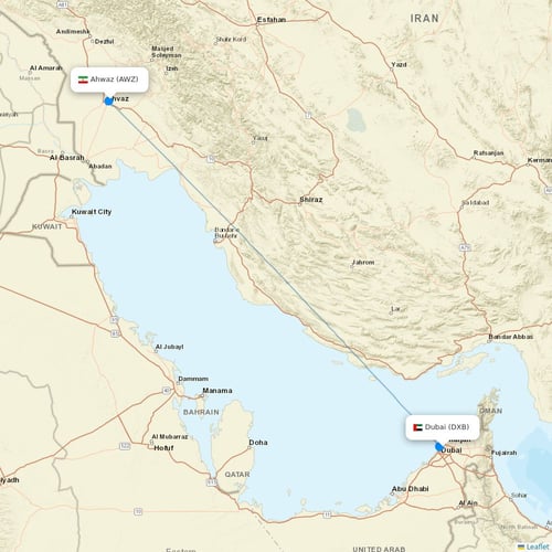 Iran Air flights between Dubai and Ahwaz