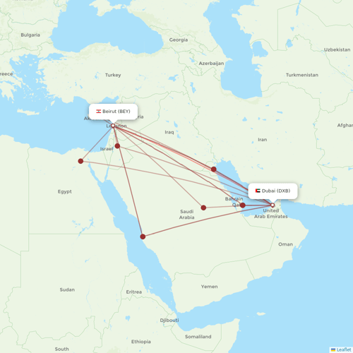 Middle East Airlines flights between Dubai and Beirut