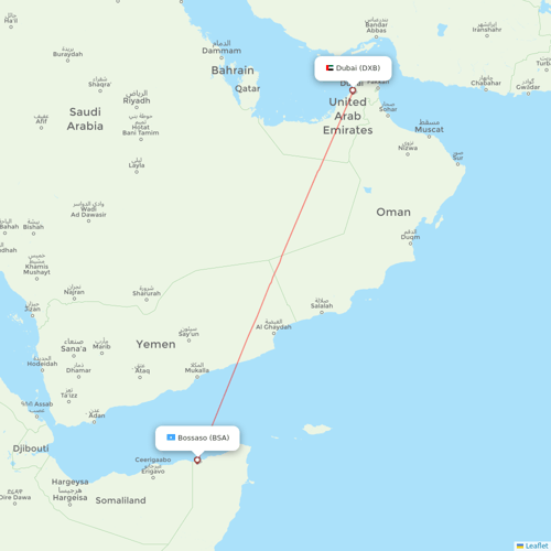 Daallo Airlines flights between Dubai and Bossaso