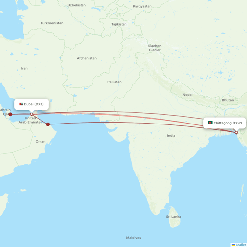 Biman Bangladesh Airlines flights between Dubai and Chittagong